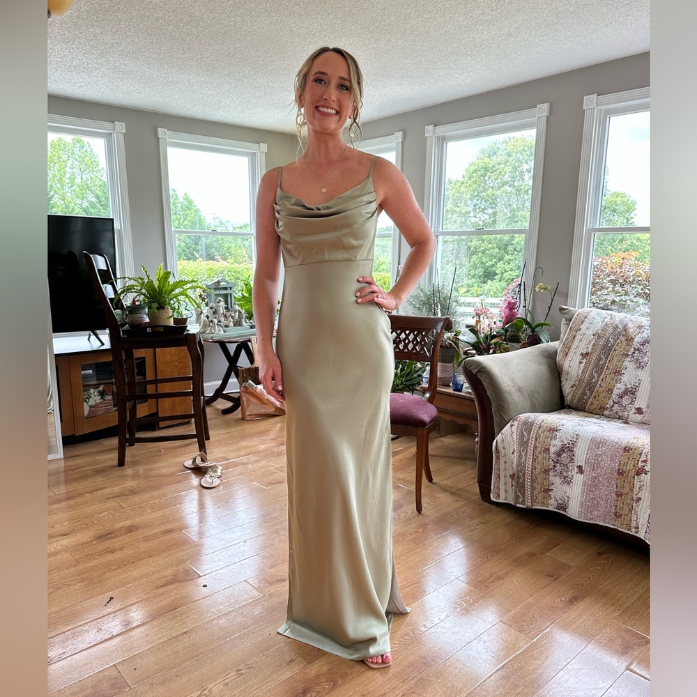 Revelry Skye Satin Dress - Sz 4 - Silver Sage